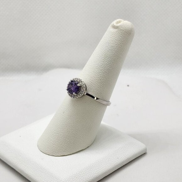 Brand New Sterling Silver 925 Purple Round Gemstone Ring - Picture 5 of 5